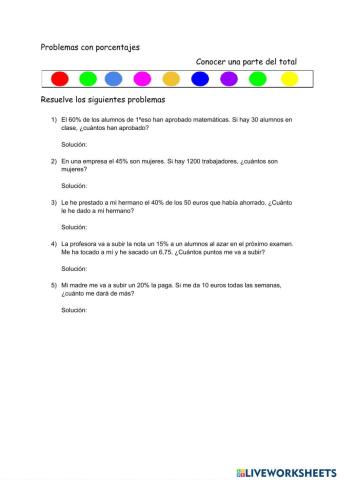 Porcentajes cálculo de una parte