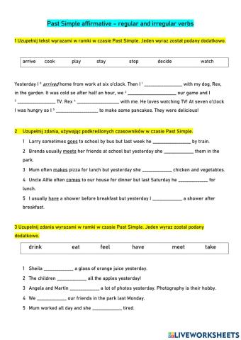 Regular and irregular verbs in Past Simple