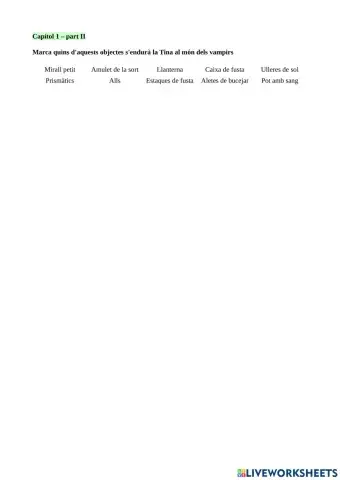 Comprensió lectora Tina Superbruixa al castell de Dràcula Capítol 1, part 2