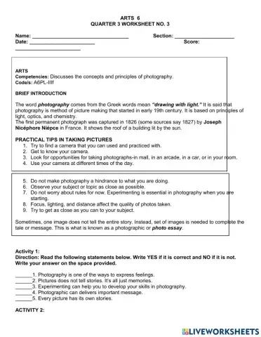 : Discusses the concepts and principles of photography.