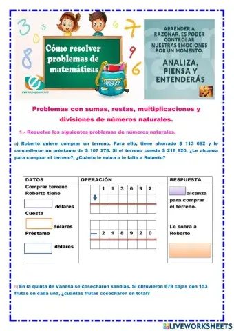 Problemas con números naturales