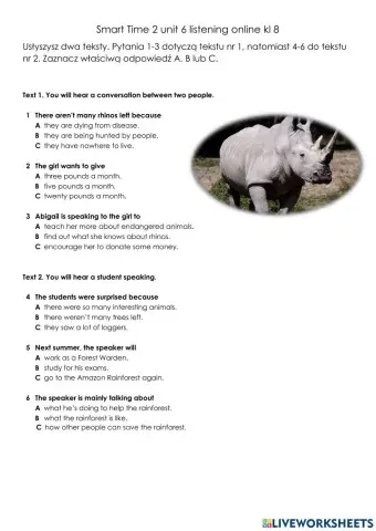 Smart Time 2 unit 6 listening