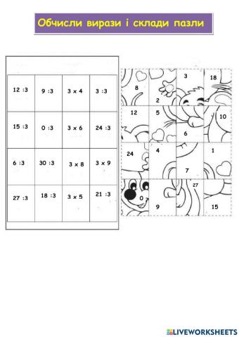 Таблиця множення і ділення 3