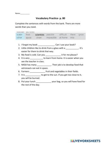Word practice- Cool p.80