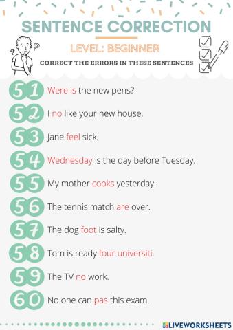 Sentence correction 5 (beginner)