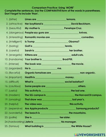 Grammar: Comparatives ('more' only)