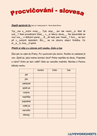 Procvičování - slovesa