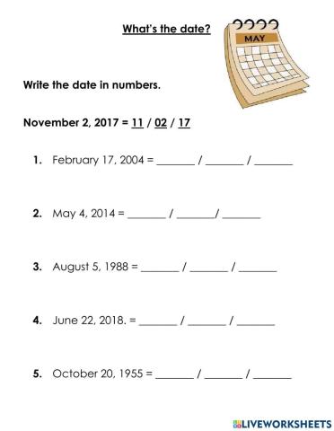 Dates in number format