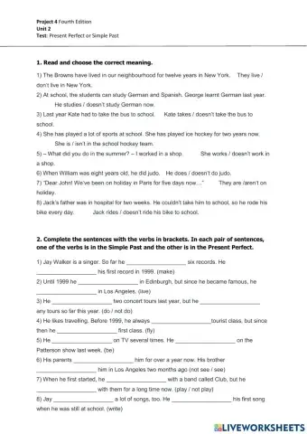 Present Perect or Simple Past - Test