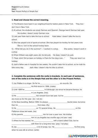 Present Perect or Simple Past - Test