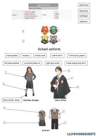 School uniform - Vocabulary - Writing - Dictation