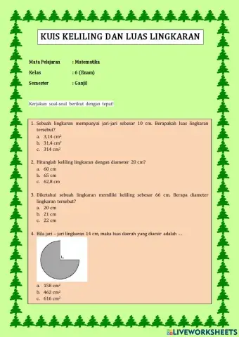 Kuis Keliling dan Luas Lingkaran