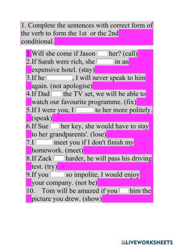 1st and 2nd conditional