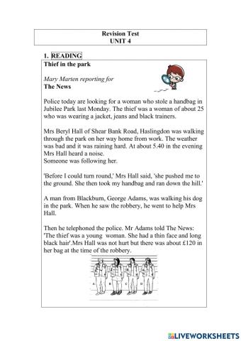 Revision test - Past Simple-Past Continuous