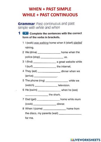 Past tenses with when and while