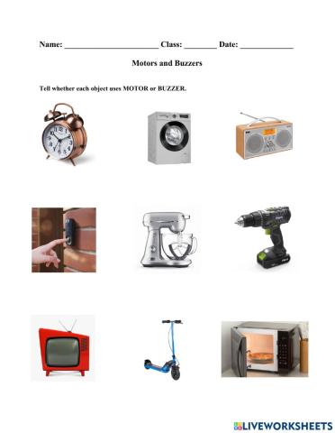 Motor VS Buzzer Worksheet