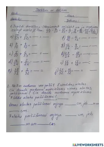 Darbības ar daļām