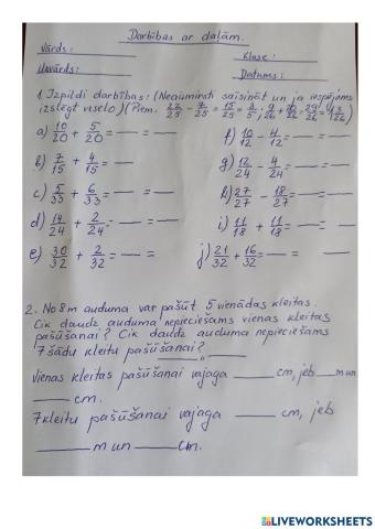 Darbības ar daļām