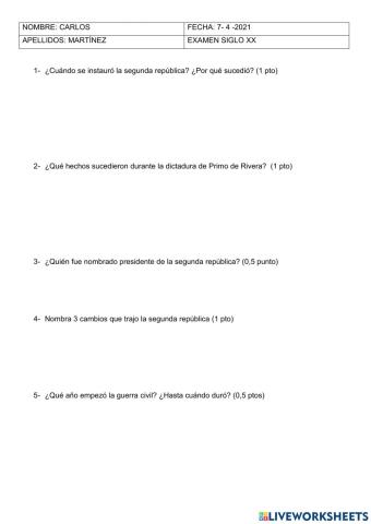 Examen s. xx edad contemporánea