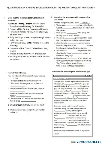 Can you give information about the amount or quantity of nouns?