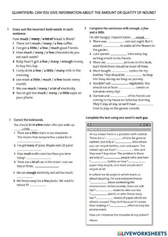 Can you give information about the amount or quantity of nouns?