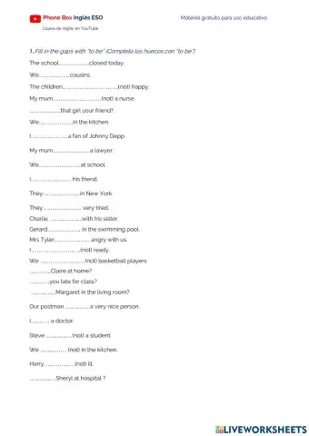 1º ESO To be.ejercicio.1