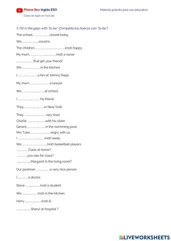 1º ESO To be.ejercicio.1