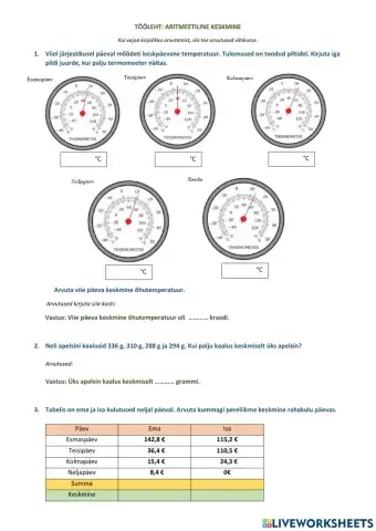 Aritmeetiline keskmine