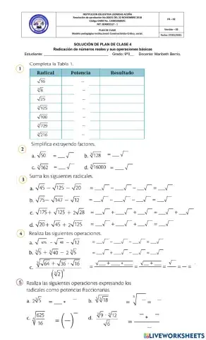 Radicacion de reales