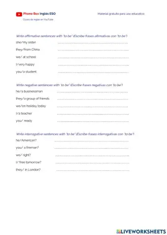 1º ESO To be.ejercicio.2