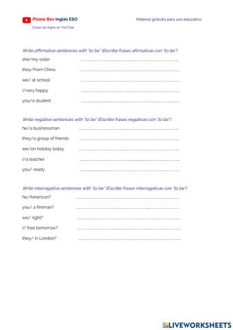 1º ESO To be.ejercicio.2