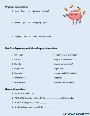 Questions in Simple Present and Present Continuous