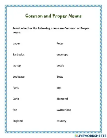 Common and Proper Nouns