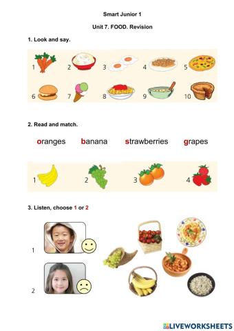 Smart Junior 1. Revision 7 - FOOD - like - don't like