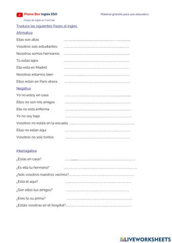 1º ESO To be.ejercicio.3