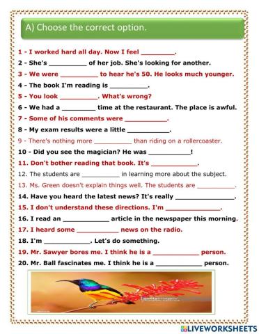 Adjectives ending in -ED and -ING (Ex)