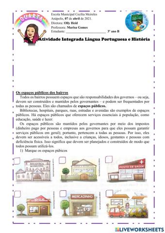 Atividade integrada Língua Portuguesa e História- 07 de abril