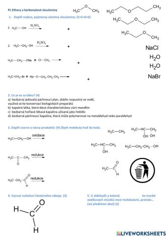 Ethery a karbonylové sloučeniny