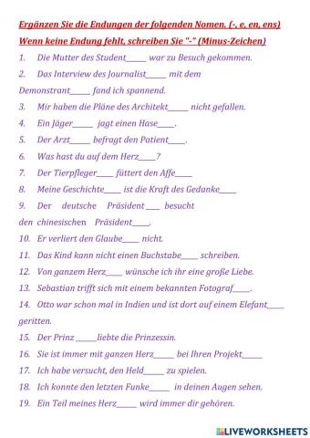 Deklination der Substantive