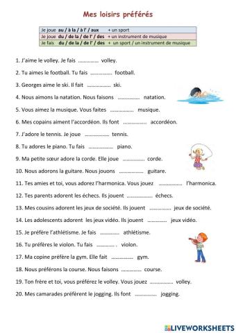 Mes loisirs préférés