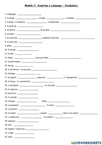 Module C: Acquiring a Language, Vocabulary.