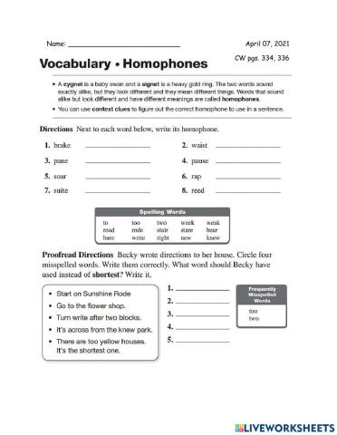 English 3rd CW 04-07