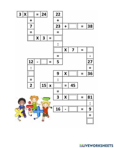 Ficha 2 - Crucigrama con multiplicaciones y divisiones