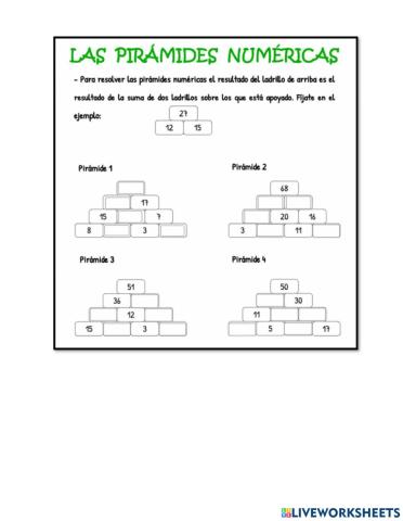 Ficha 3 - Pirámides numéricas