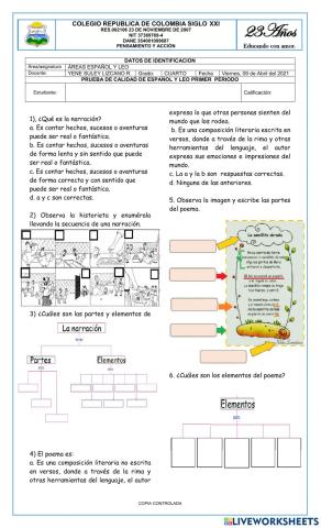 Bimestral grado cuarto