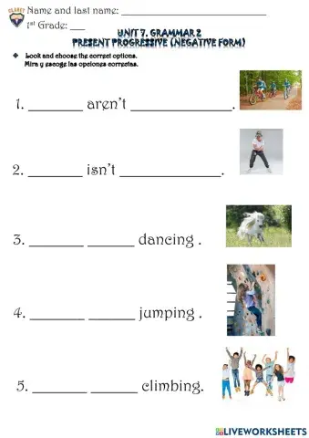 1st G. Unit 7. Grammar 2. Practice activity