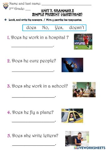 2nd G. Unit 7. Grammar 2. Practice activity