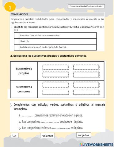 Evaluación  de Lenguaje