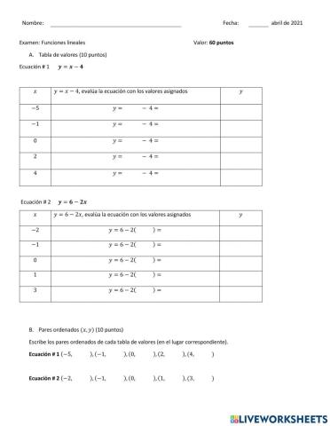 Examen Funciones lineales