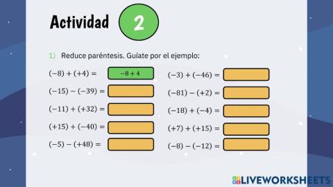 Adición y sustracción de números enteros